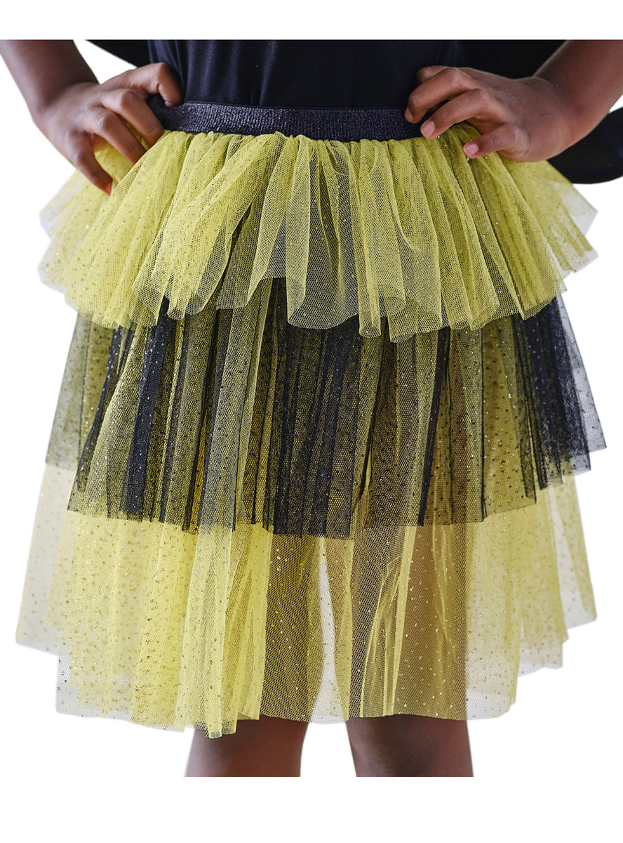Girls Deluxe Yellow And Black Bee Costume Tutu - Main Image