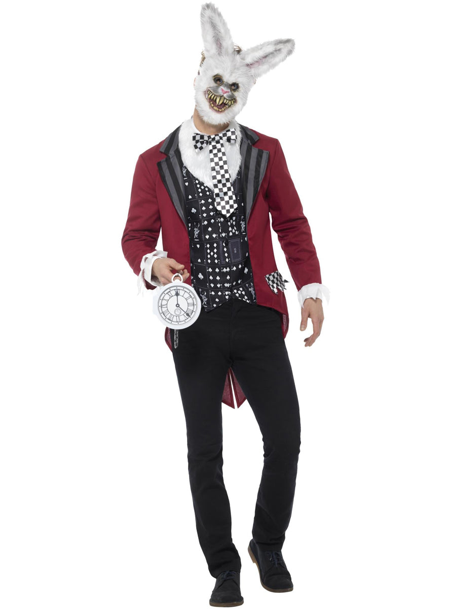 Mens alice in wonderland evil white rabbit costume - Main image