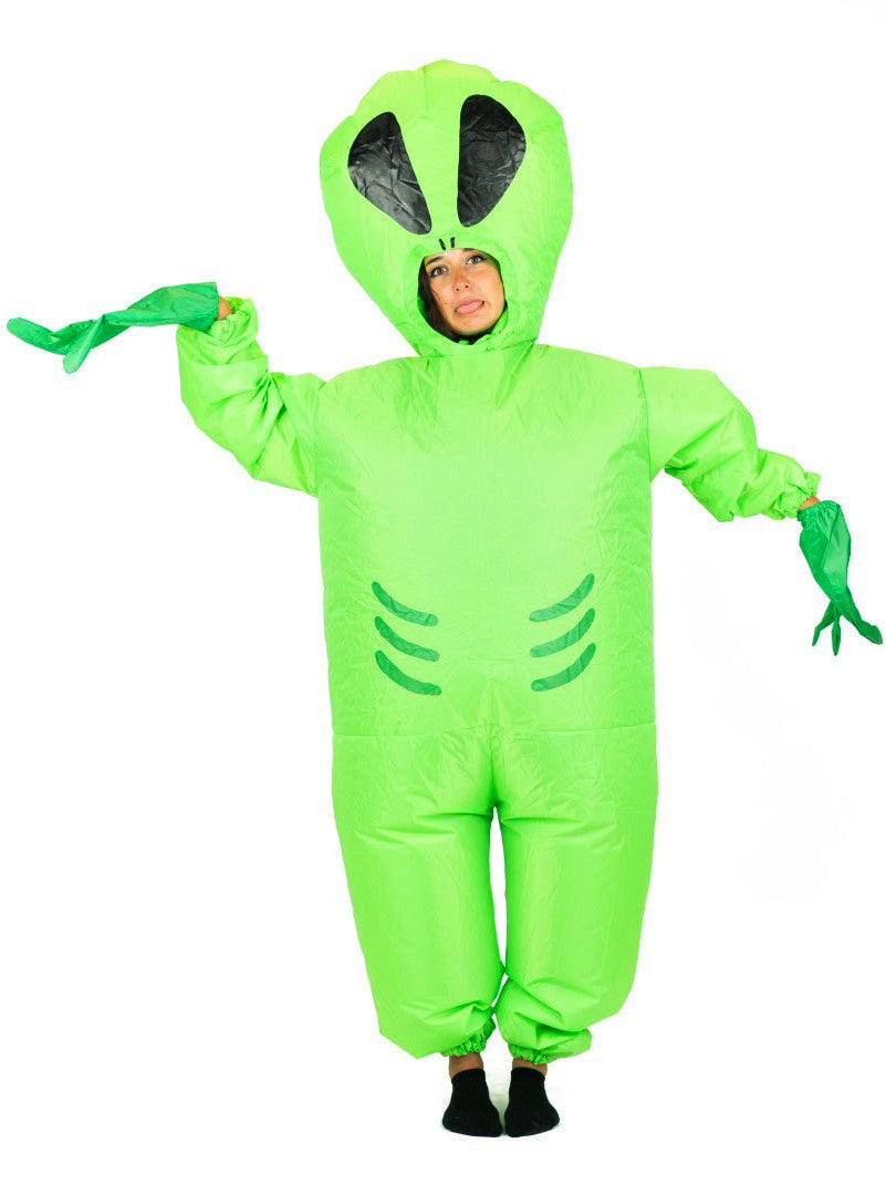 Inflatable Green Alien Novelty Adults Costume - Alternative Image