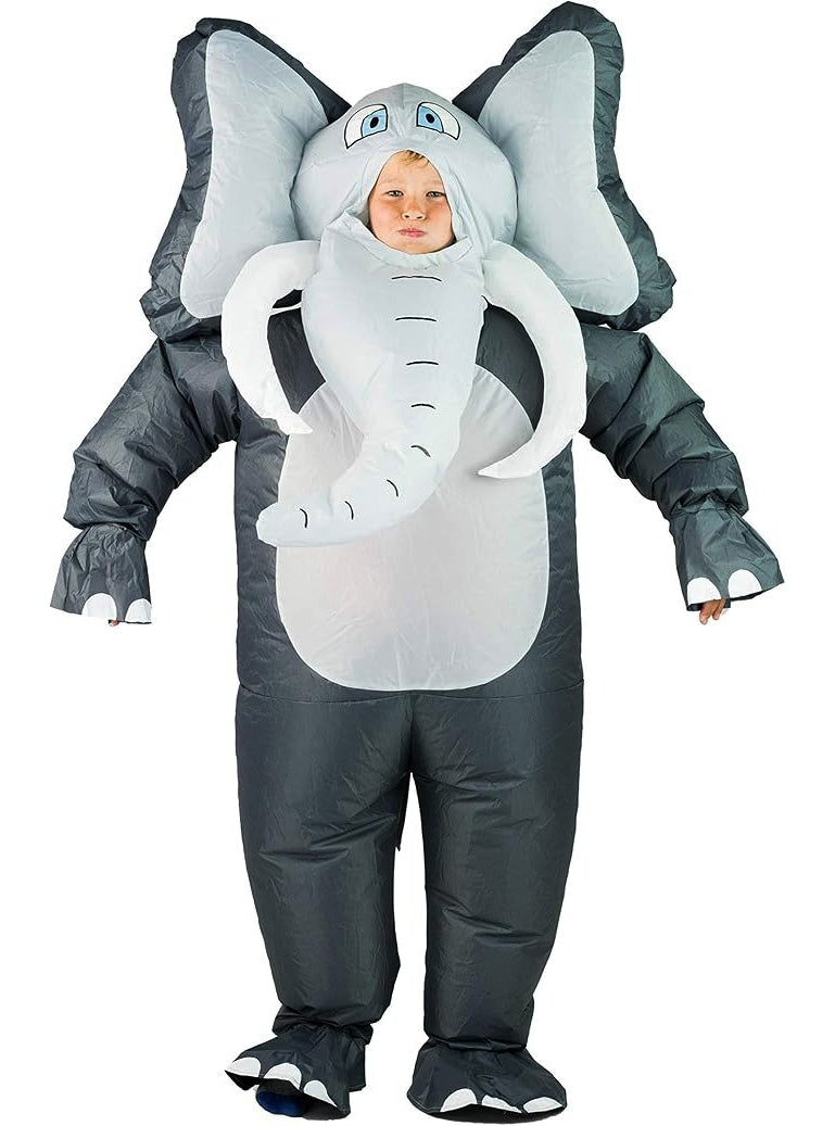 Inflatable Grey Elephant Kids Animal Costume - Main Image