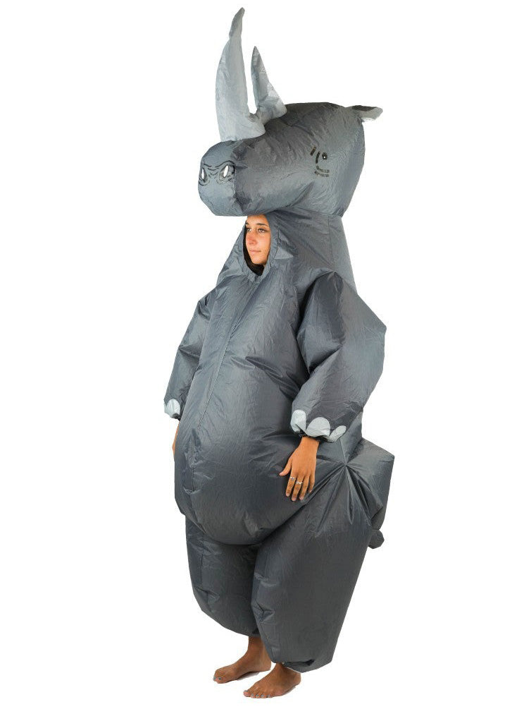 Inflatable Grey Rhino Adults Animal Costume - Alternative Image