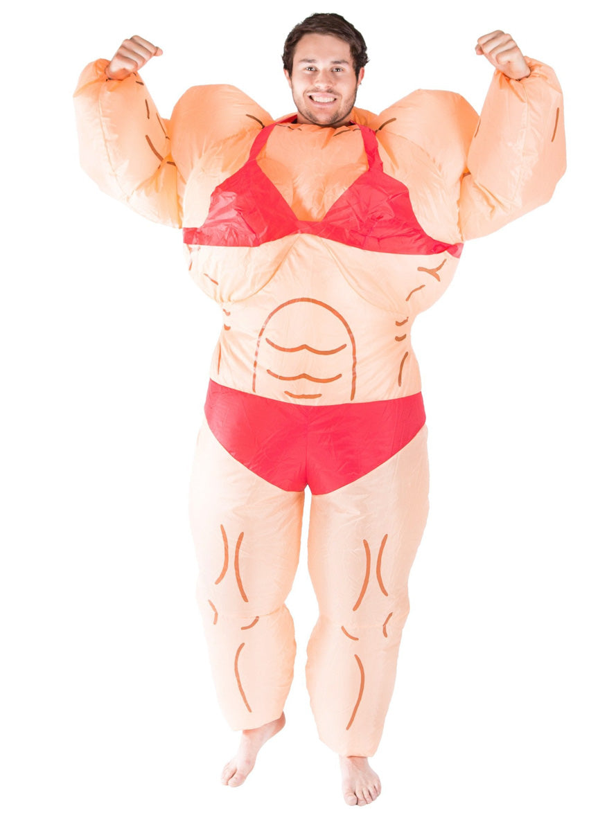 Inflatable Muscle Lady Novelty Adults Costume - Main Image