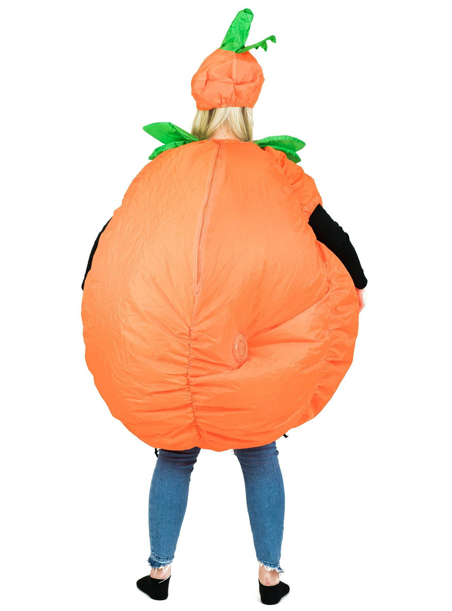 Inflatable Orange Pumpkin Adults Halloween Costume - Back Image