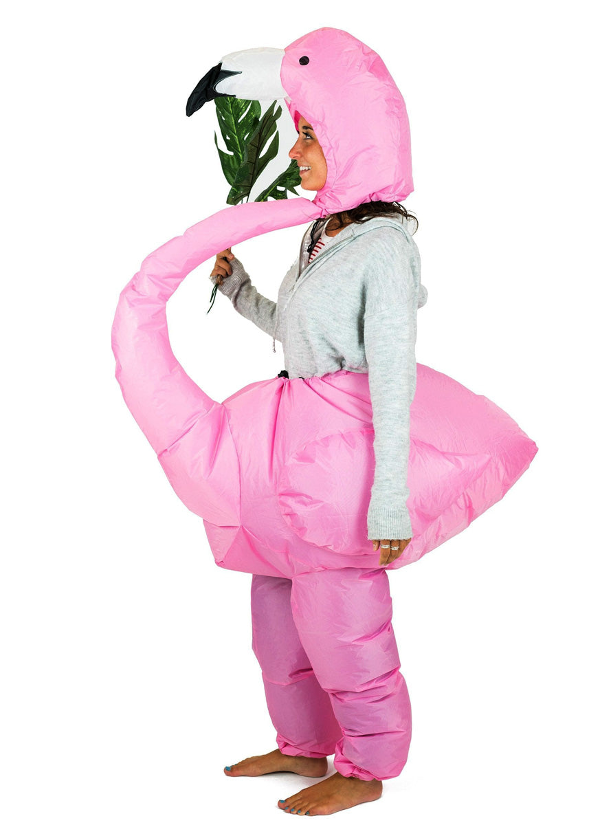 Inflatable Pink Flamingo Novelty Adults Costume - Side Image