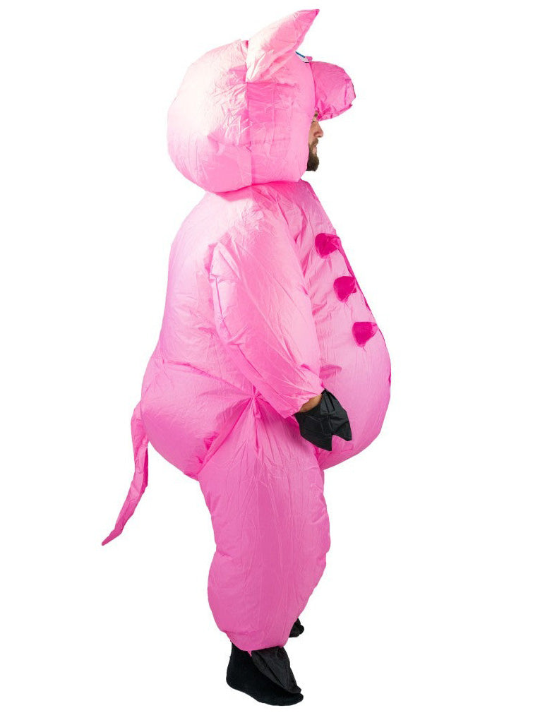 Inflatable Pink Pig Adults Animal Costume - Side Image