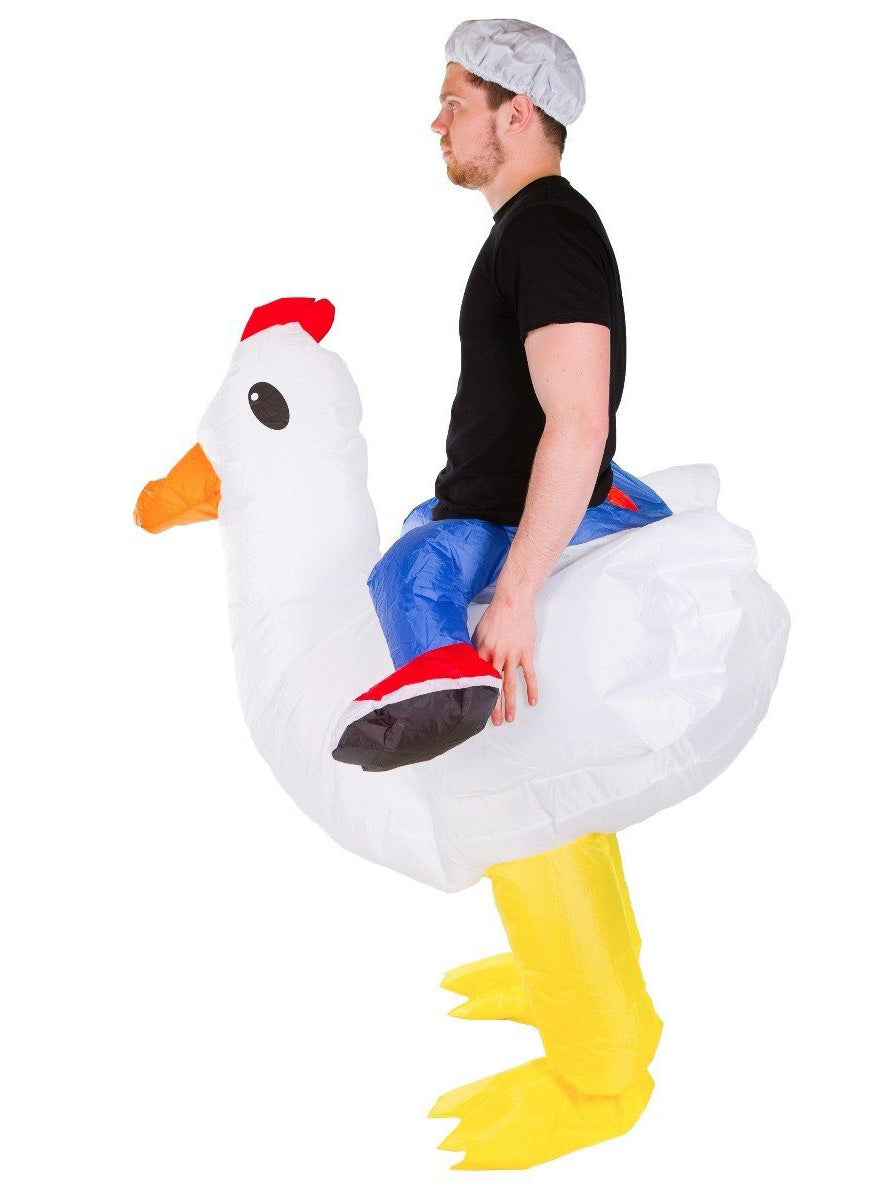 Inflatable Ride-On Chicken Adults Costume - Side Image