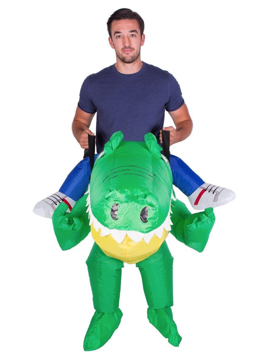 Inflatable Ride-On Crocodile Adults Costume - Front Image