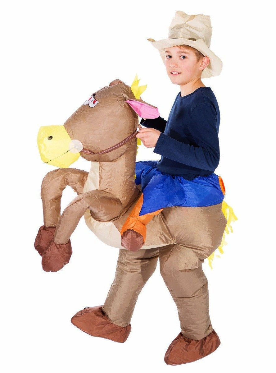 Inflatable Ride-On Horse Kids Cowboy Costume - Alternative Image