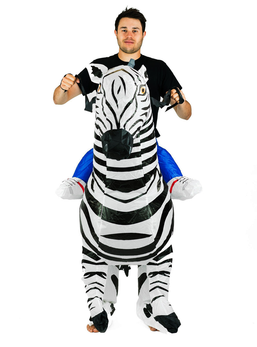 Inflatable Ride-On Zebra Adults Costume - Front Image