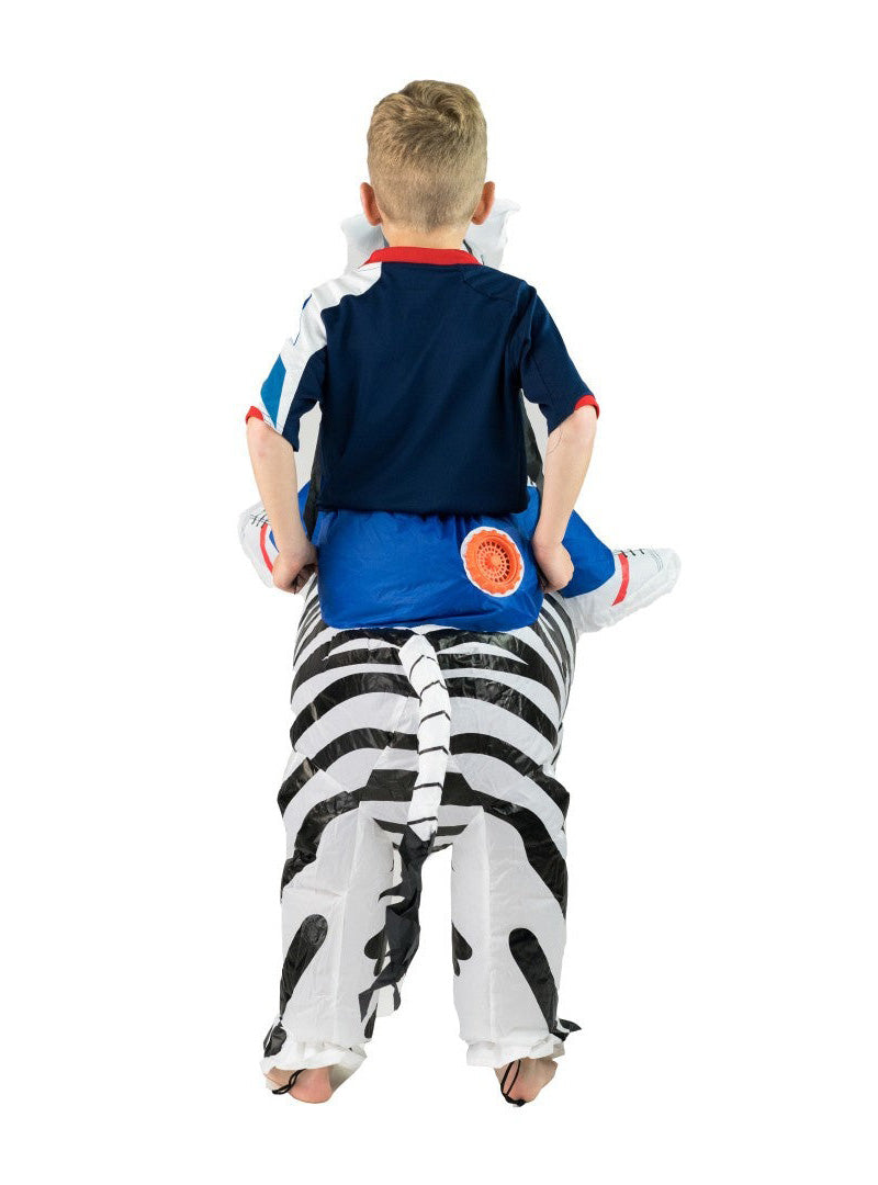 Inflatable Ride-On Zebra Kids Costume - Back Image