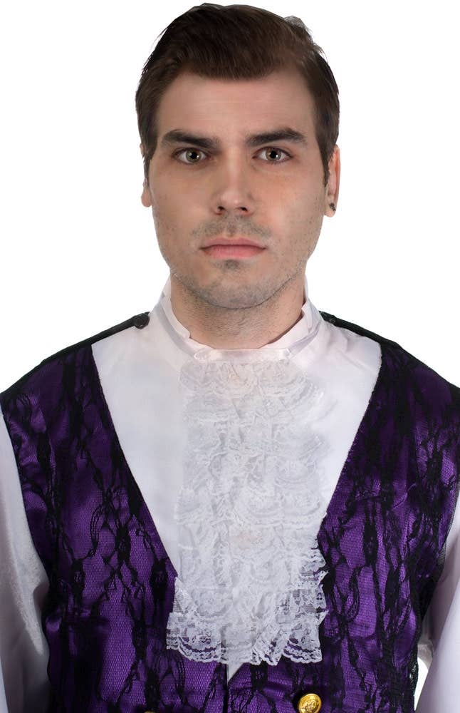 White Lace Cravat Adult's Fancy Dress Costume Accessory Main Image