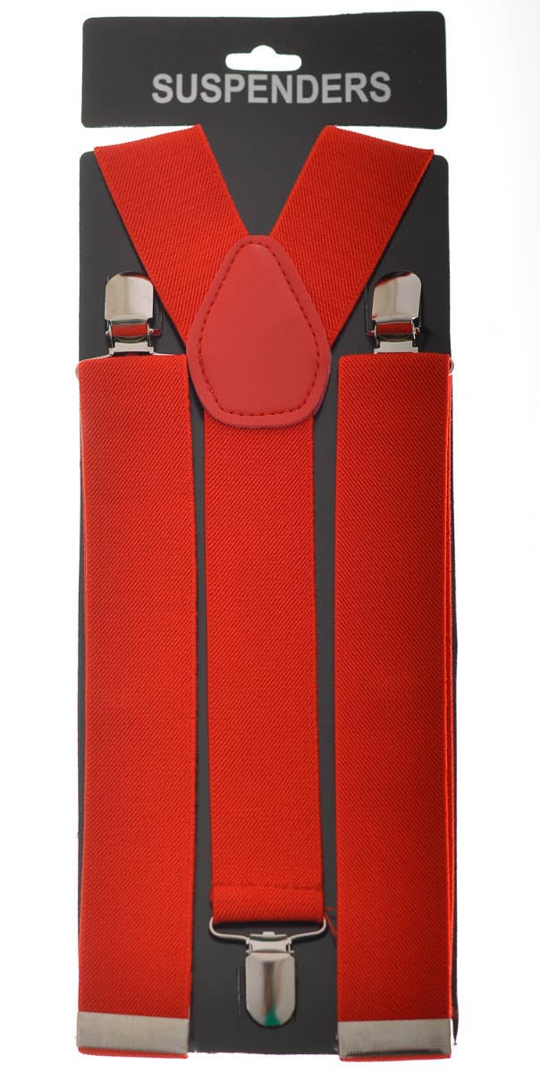 Retro Red Costume Suspenders 1980s Fashion Accessory - Main Image