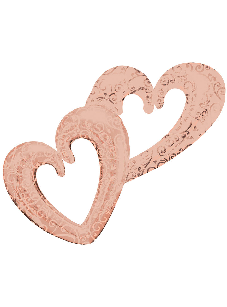 Interlocking Rose Gold Hearts 134cm Multi Balloon - Main Image