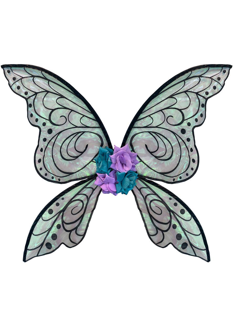 Image of Iridescent Green and Black Shimmery Fairy Costume Wings