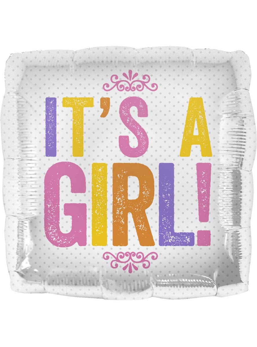 Image of Its A Girl 45cm Square Shaped Foil Balloon