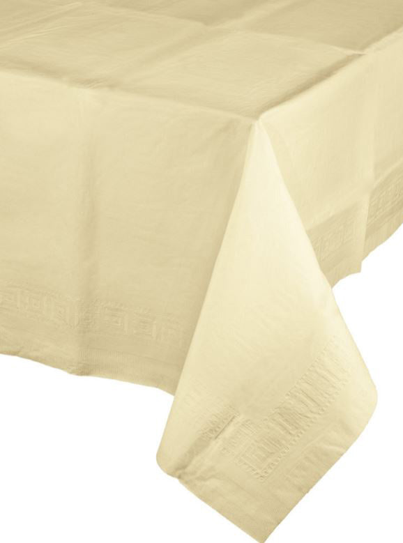 Ivory 274cm Tissue and Plastic Back Table Cover – Main Image