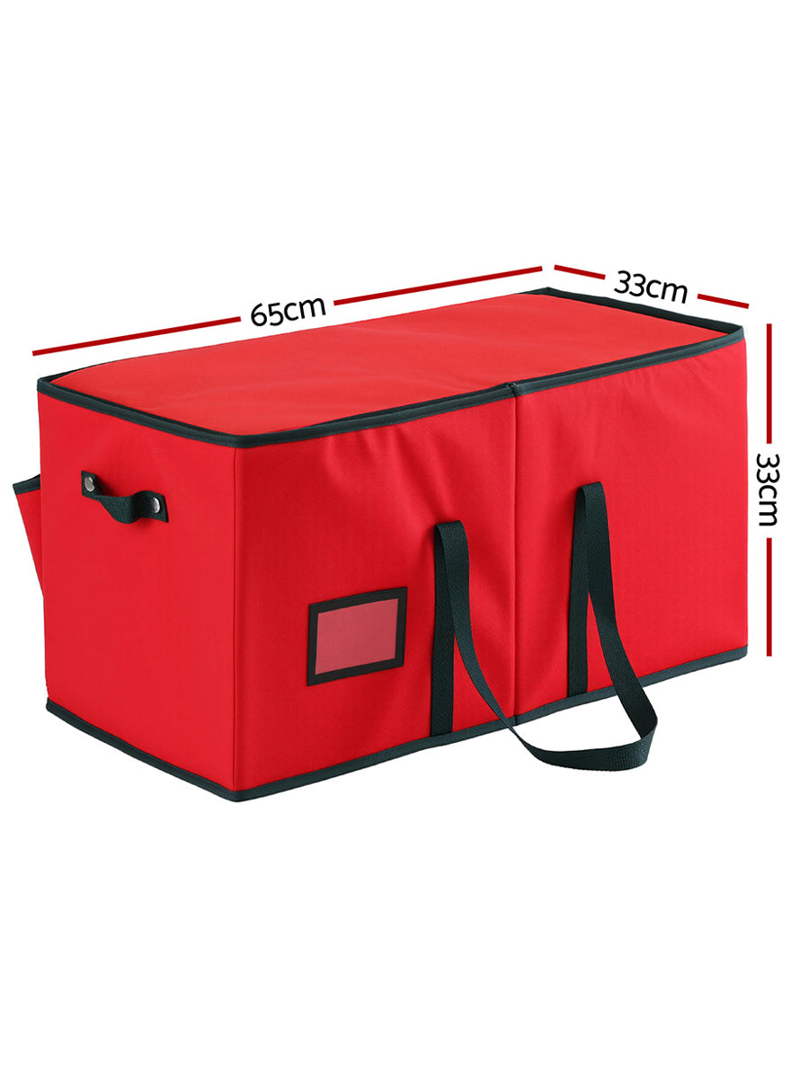 Jingle Jollys 128 Pocket Red Christmas Bauble Storage Bag - Dimensions Image 1