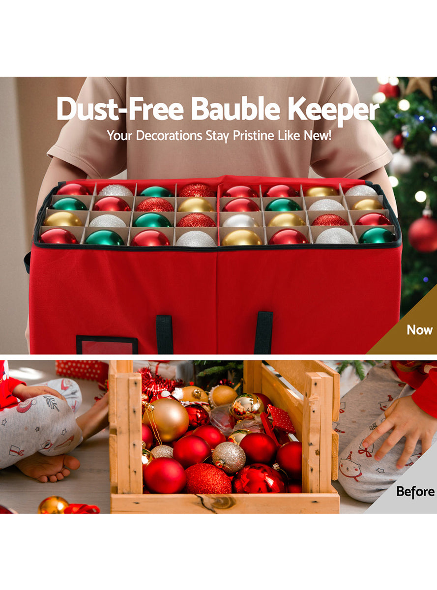 Jingle Jollys 128 Pocket Red Christmas Bauble Storage Bag - Information Image 2