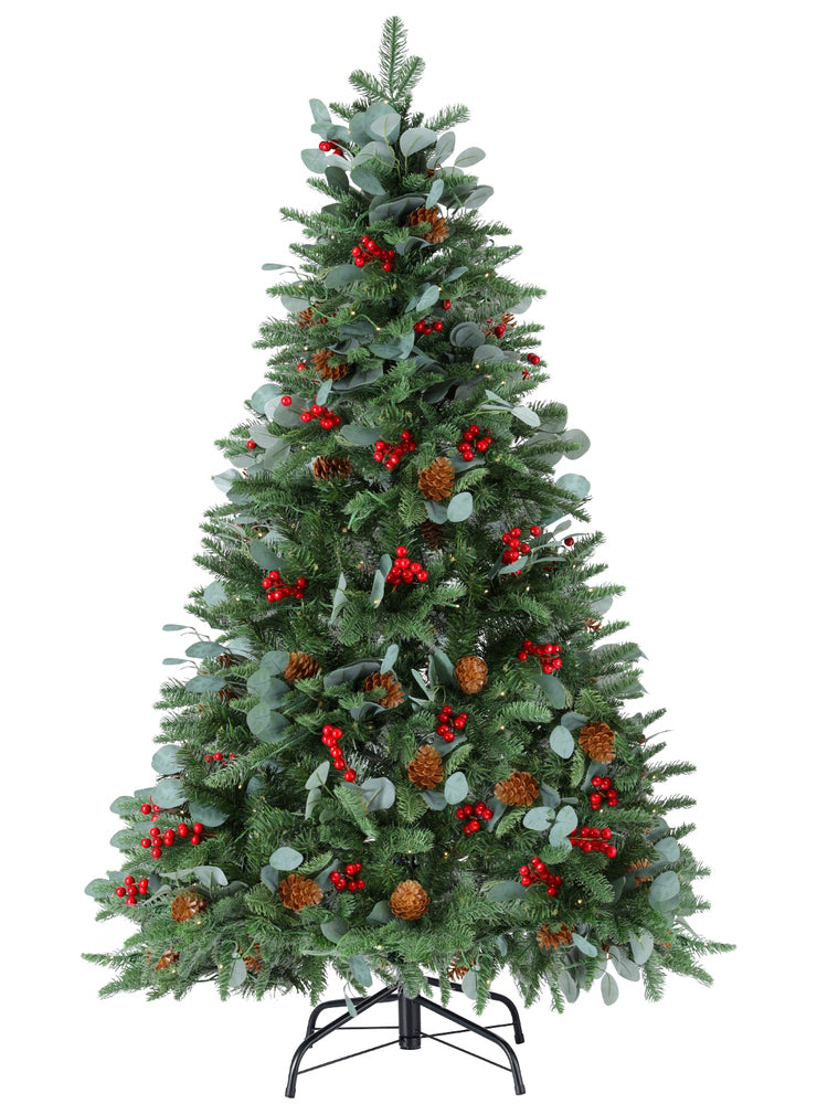 Jingle Jollys 150cm Warm White Prelit Christmas Tree with Pine Cones and Berries - Alternate Image