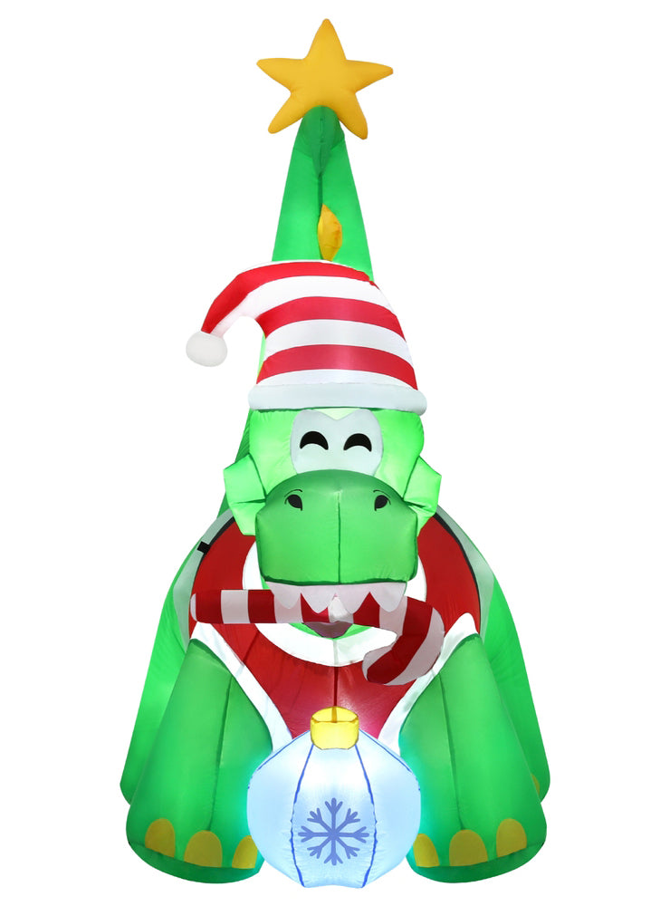 Jingle Jollys 186cm Christmas Dinosaur Inflatable Decoration - Front Image