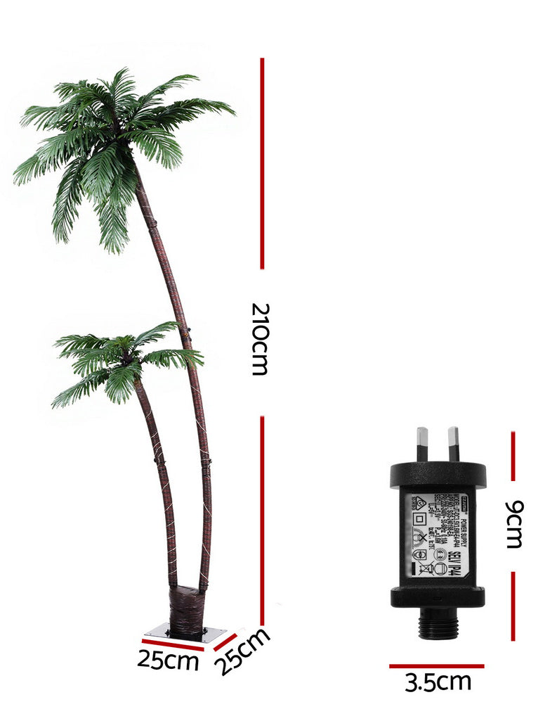 Jingle Jollys 210cm Light Up Palm Trees Christmas Decoration - Dimensions Image