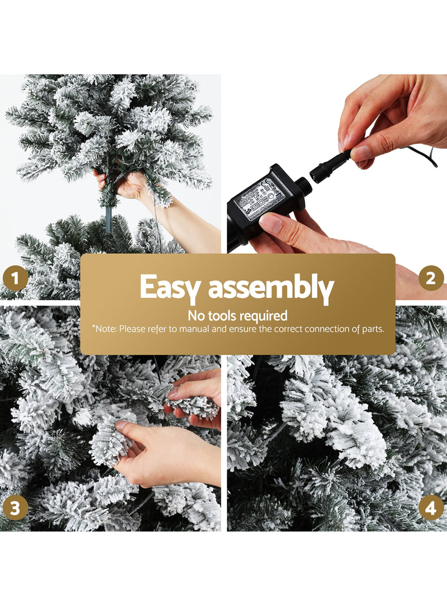 Jingle Jollys 210cm Prelit Snow Flocked Christmas Tree - Information Image 2