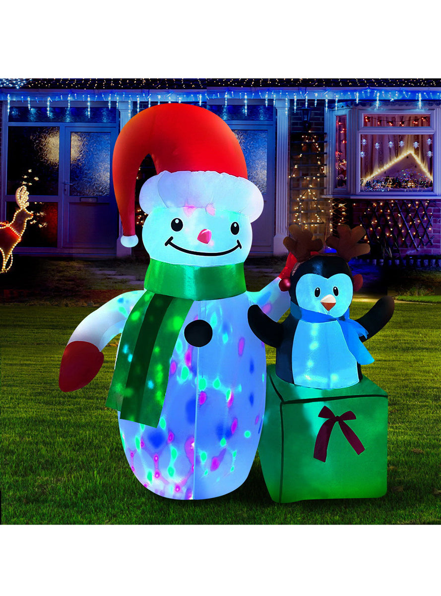 Jingle Jollys Inflatable Snowman and Penguin Christmas Decoration 260cm - Alternate Image