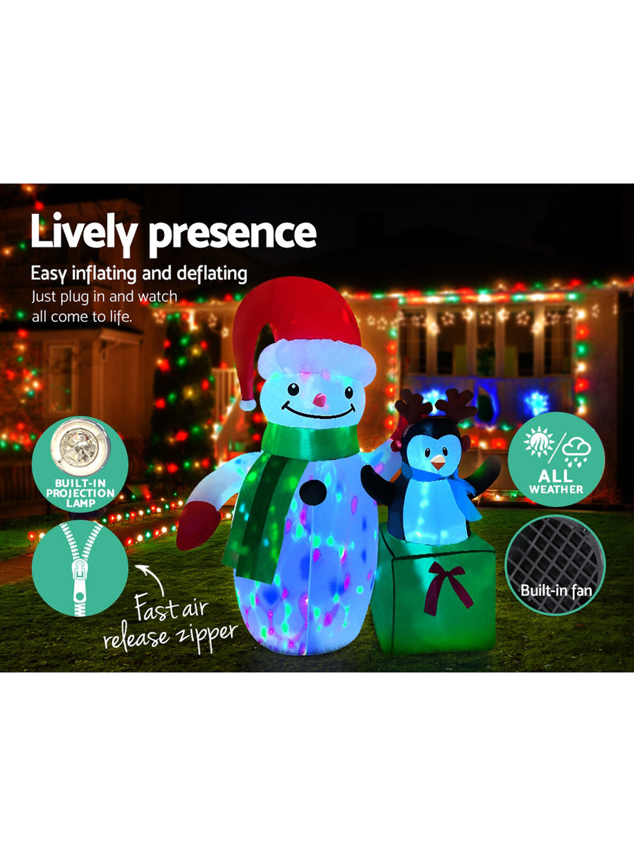 Jingle Jollys Inflatable Snowman and Penguin Christmas Decoration 260cm - Information Image 1