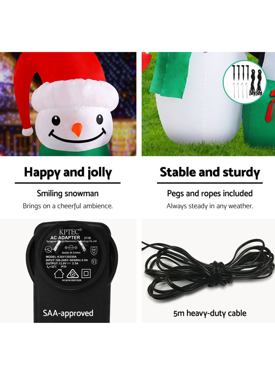Jingle Jollys Inflatable Snowman and Penguin Christmas Decoration 260cm - Information Image 2