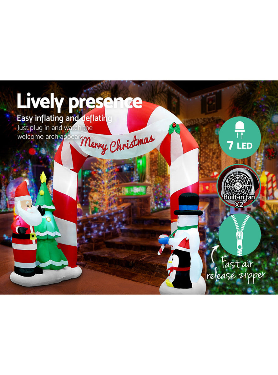 Jingle Jollys Santa and Archway Inflatable Christmas Decoration 300cm - Information Image 1