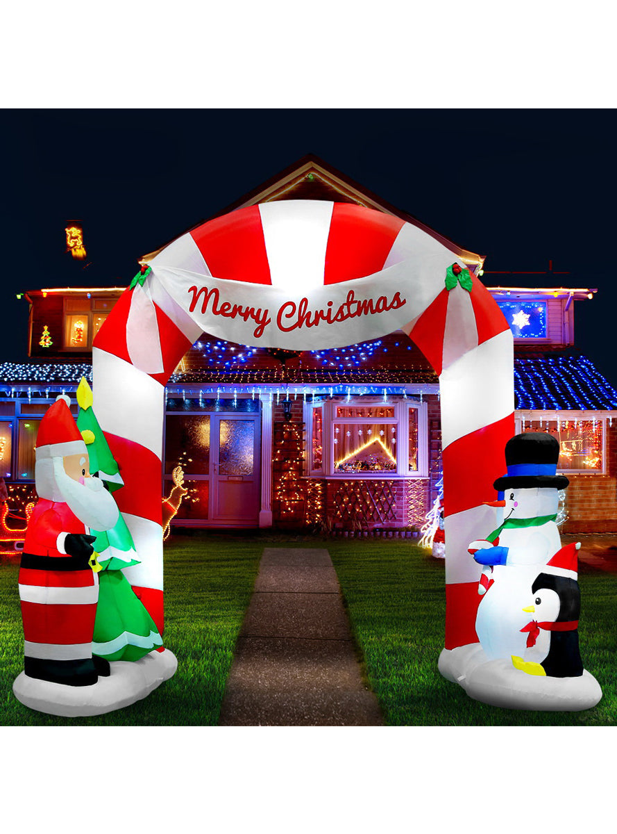 Jingle Jollys Santa and Archway Inflatable Christmas Decoration 300cm - Main Image
