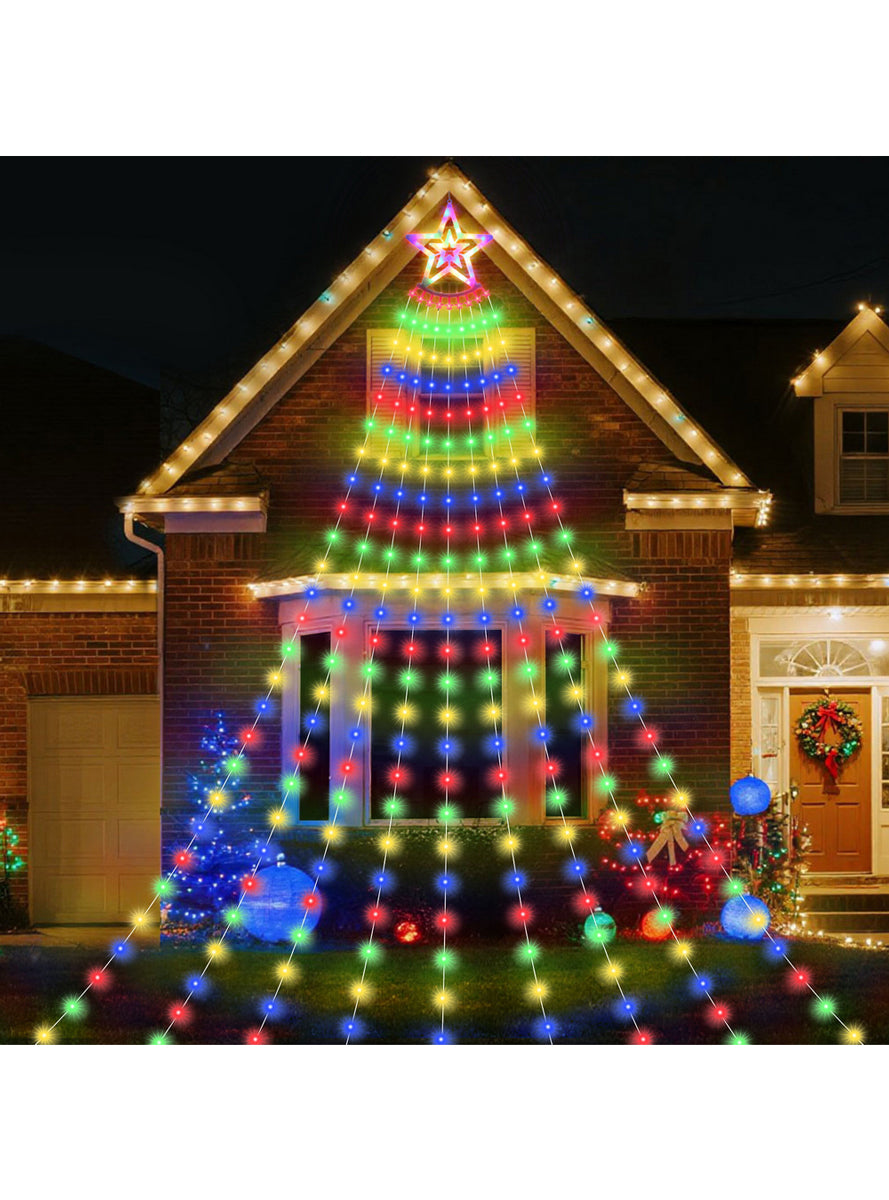 Jingle Jollys Multicolour Waterfall String Lights with Star 380cm - Alternate Image