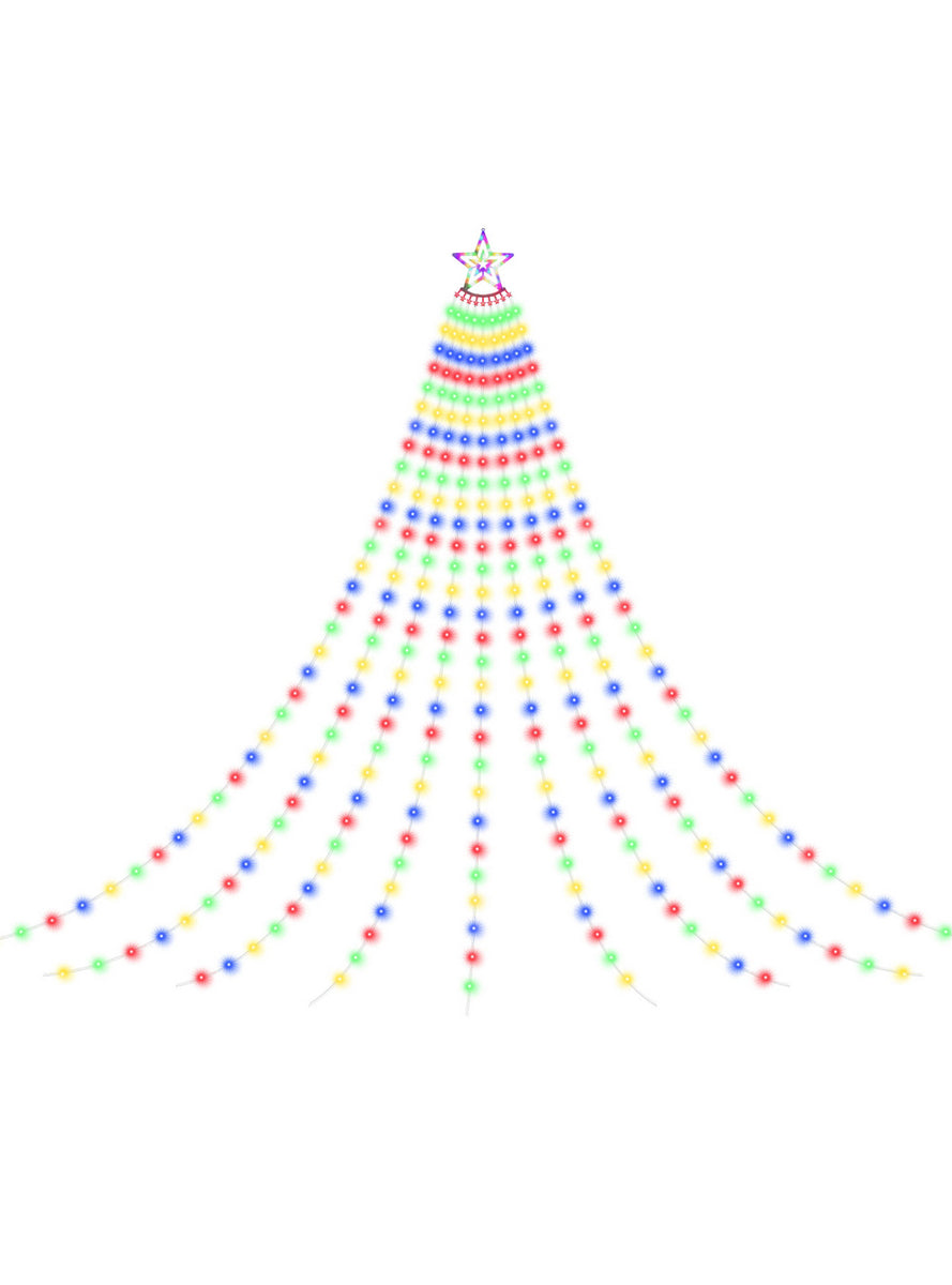 Jingle Jollys Multicolour Waterfall String Lights with Star 380cm - Main Image