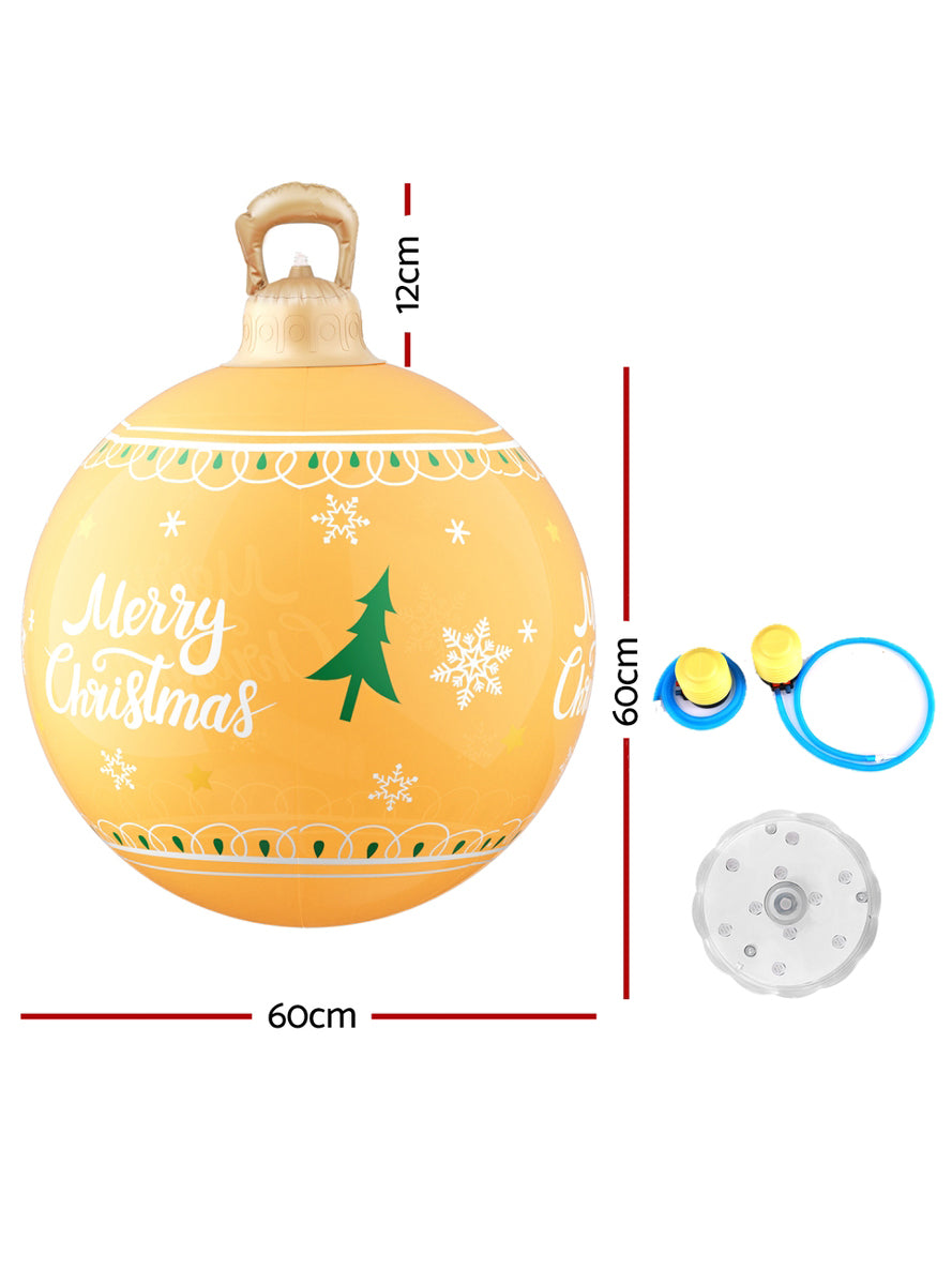 Jingle Jollys Gold Merry Christmas Inflatable Bauble Decoration 60cm - Dimensions Image 1