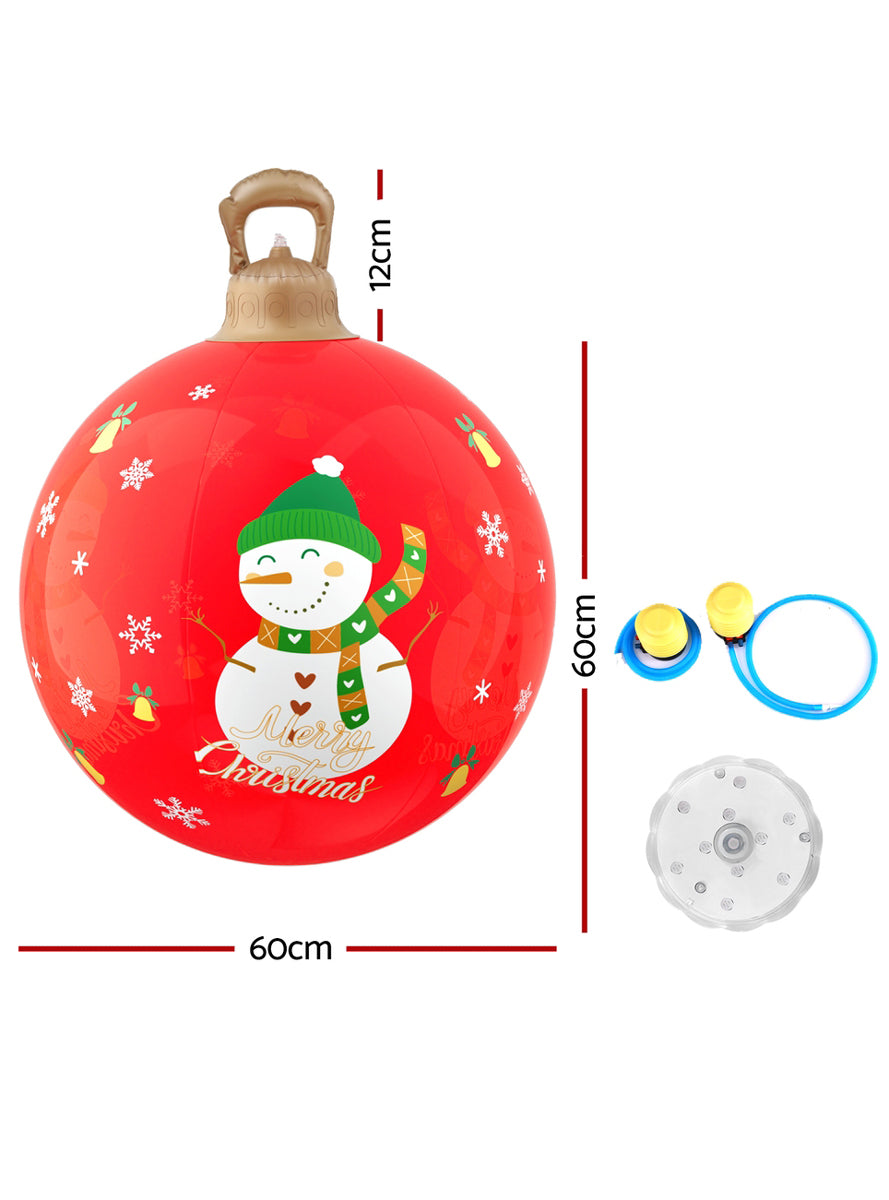 Jingle Jollys Red Snowman Inflatable Light Up Christmas Bauble Decoration 60cm - Dimensions Image 1