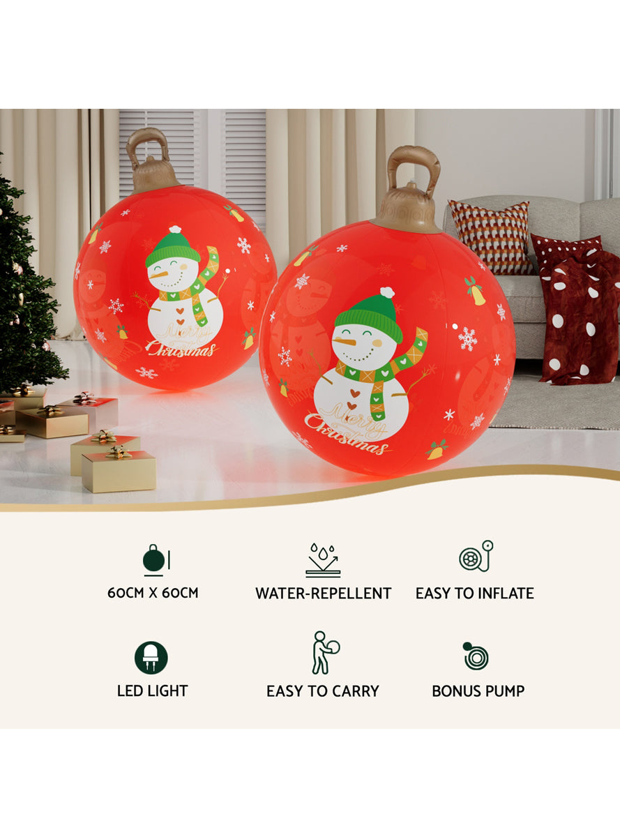 Jingle Jollys Red Snowman Inflatable Light Up Christmas Bauble Decoration 60cm - Information Image 1
