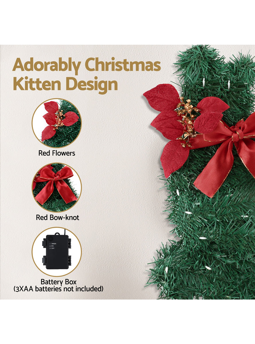 Jingle Jollys Cat Wreath Prelit Christmas Decoration - Information Image 1