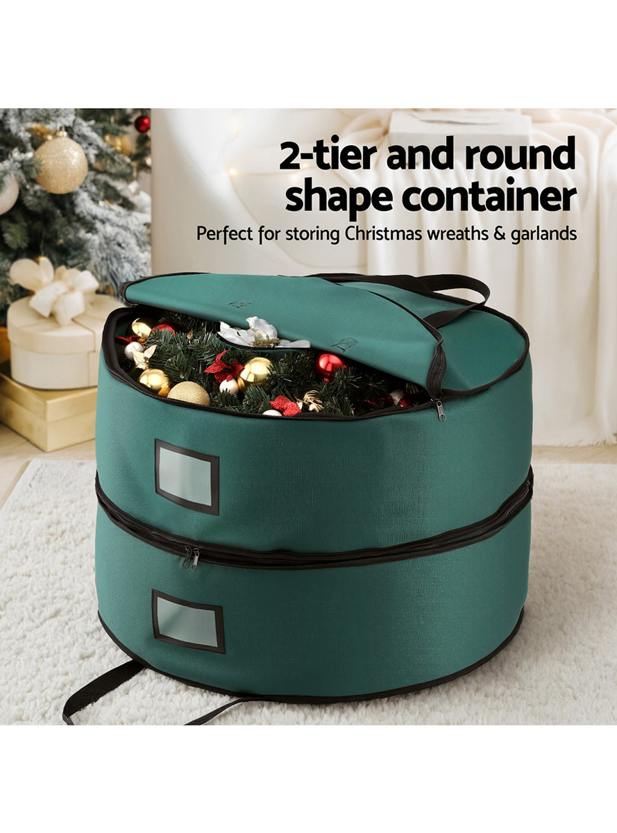 Jingle Jollys Green 2 Tier Wreath Storage Bag - Information Image 1