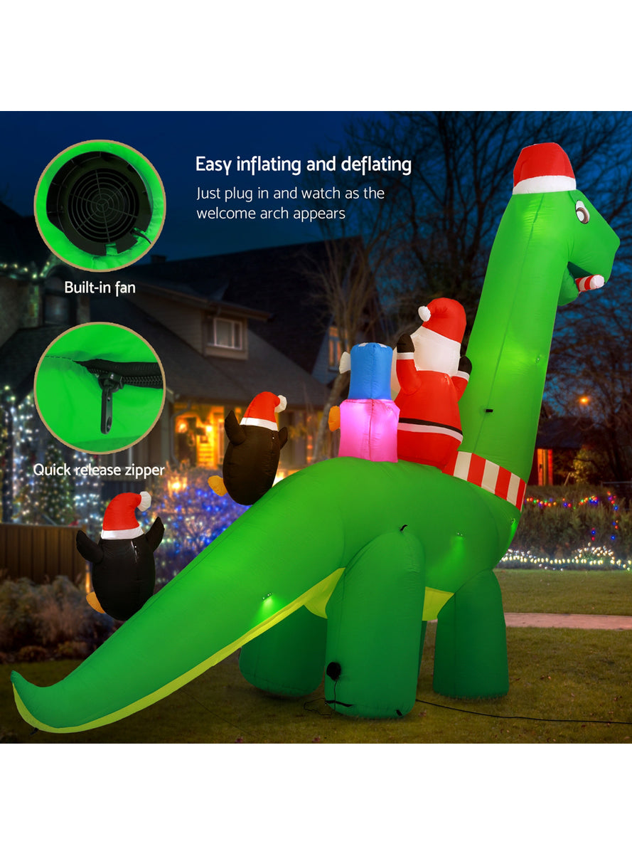 Jingle Jollys Santa and Dinosaur 380cm Inflatable Christmas Decoration - Info Image 2