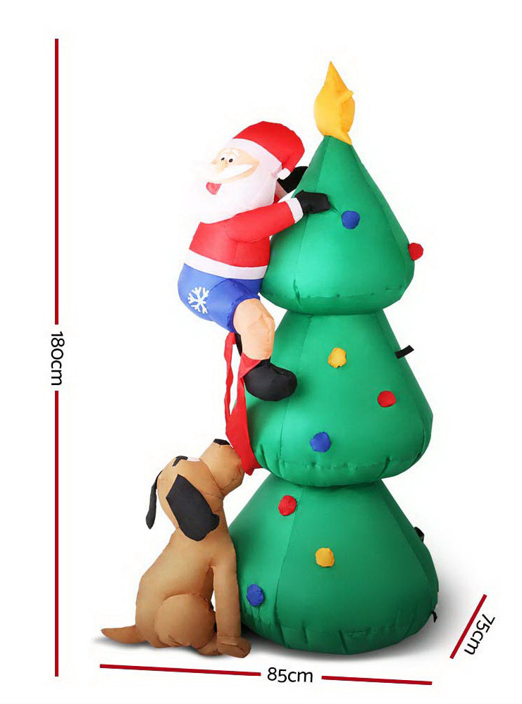 Jingle Jollys Santa Climbing Christmas Tree Inflatable Decoration - Dimensions Image