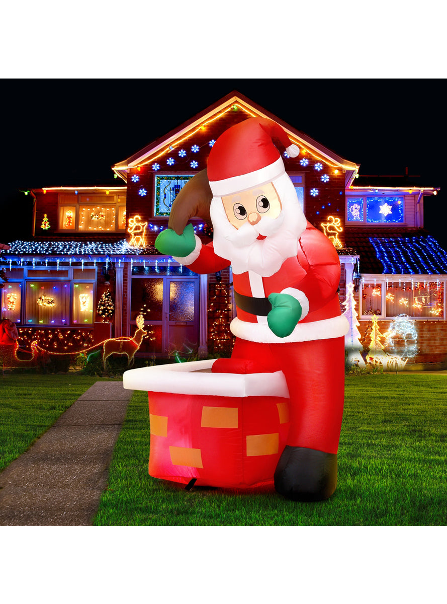 Jingle Jollys Santa in Chimney Outdoor Inflatable Christmas Decoration - Alternate Image