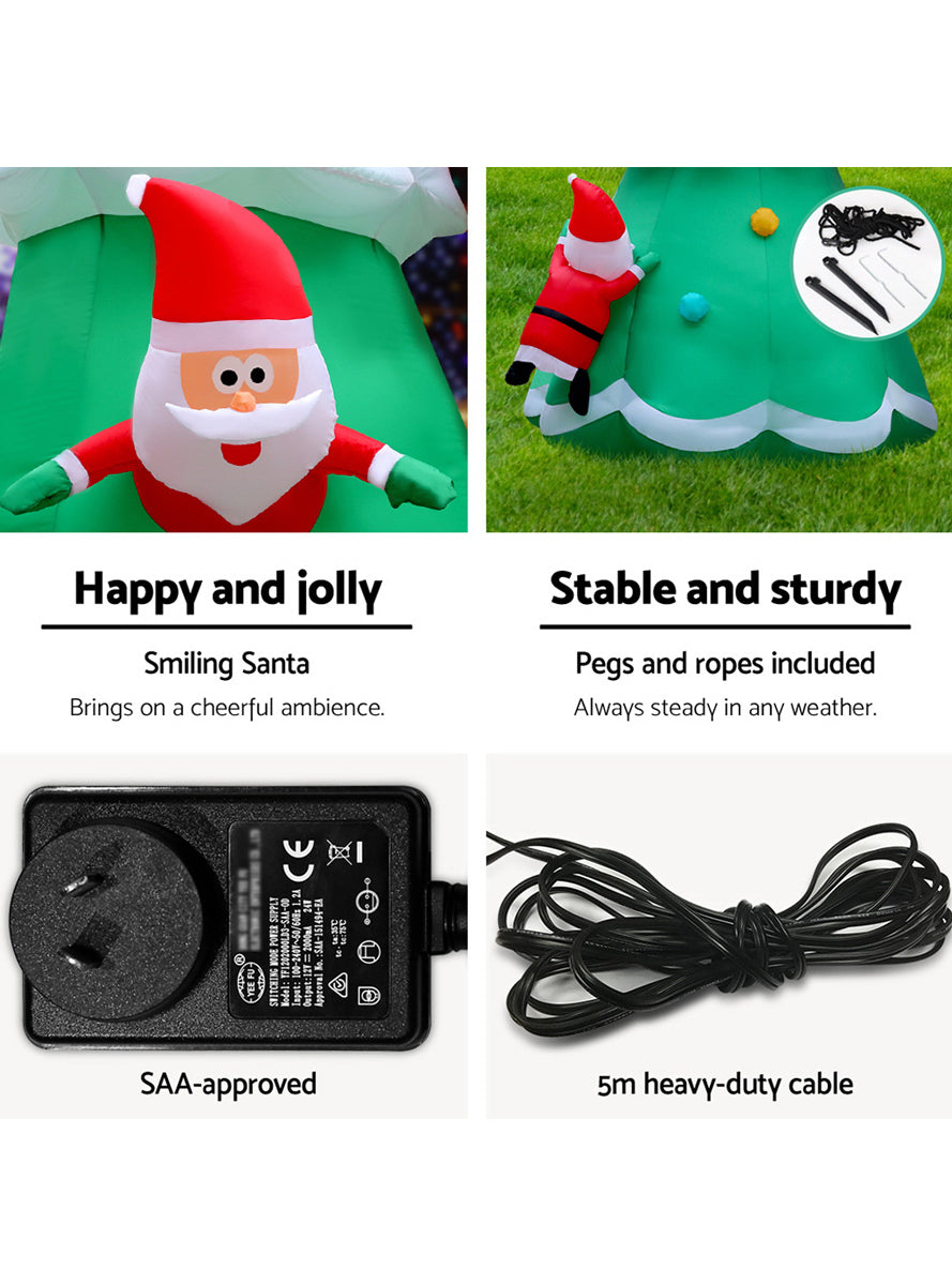 Jingle Jollys Santas in Christmas Tree 5 Metre Inflatable Decoration - Info Image 3