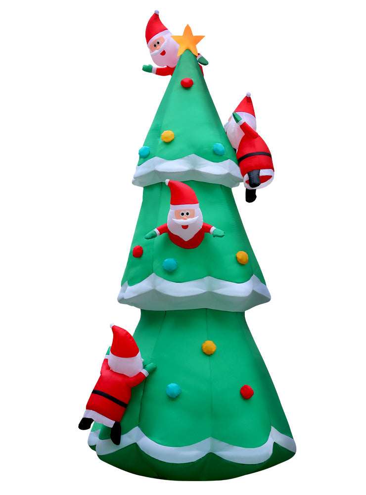 Jingle Jollys Santas in Christmas Tree 5 Metre Inflatable Decoration - Main Image