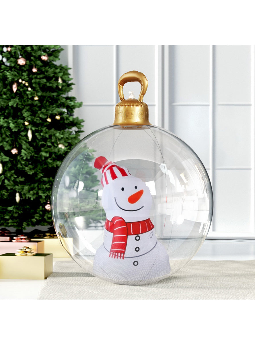 Jingle Jollys Snowman Print Inflatable 60cm Bauble Christmas Decoration - Alternate Image