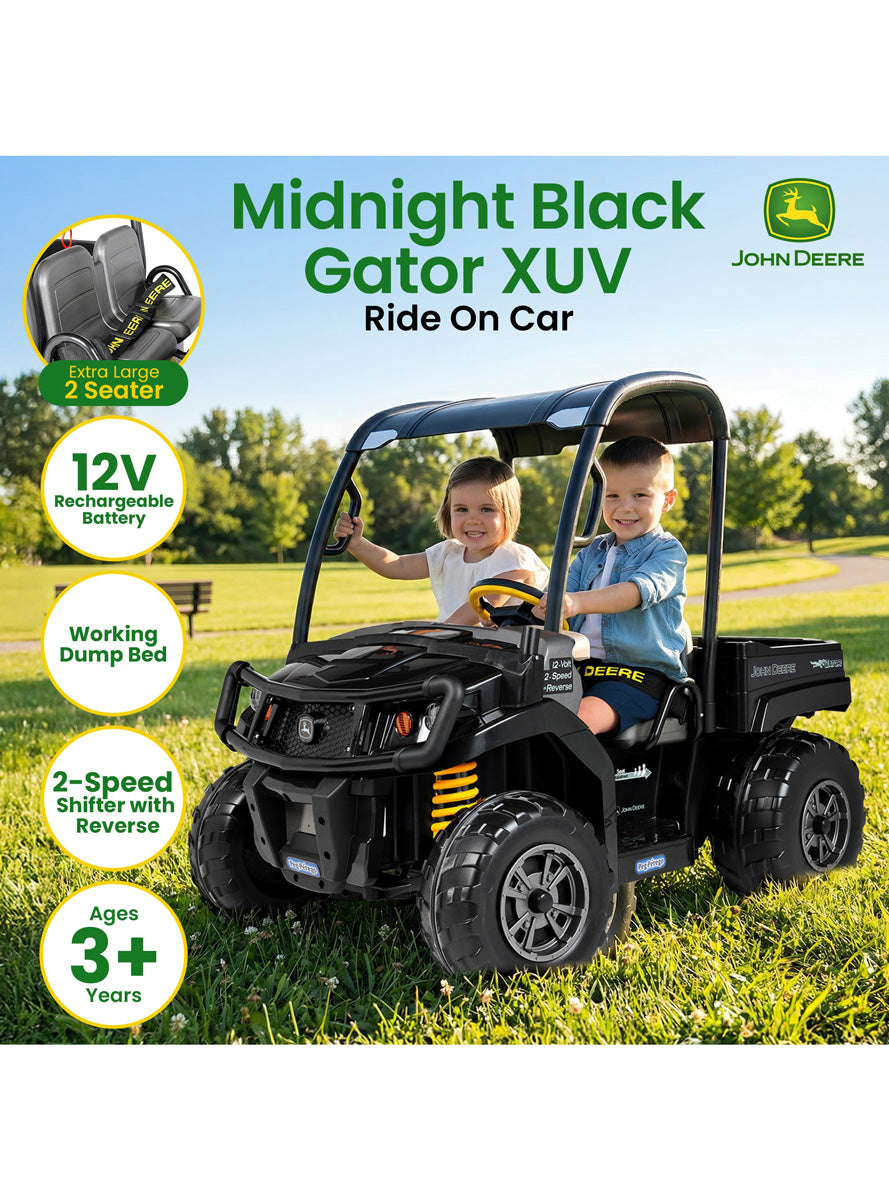 John Deere Midnight Black Gator XUV Kids Ride On Dual Seat Buggy - Info Image 1