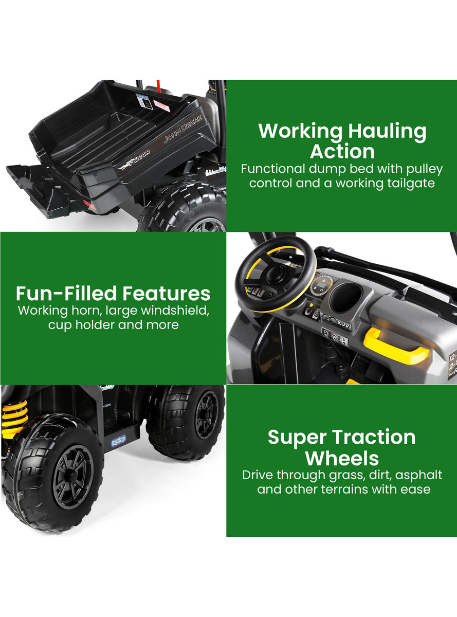 John Deere Midnight Black Gator XUV Kids Ride On Dual Seat Buggy - Info Image 3