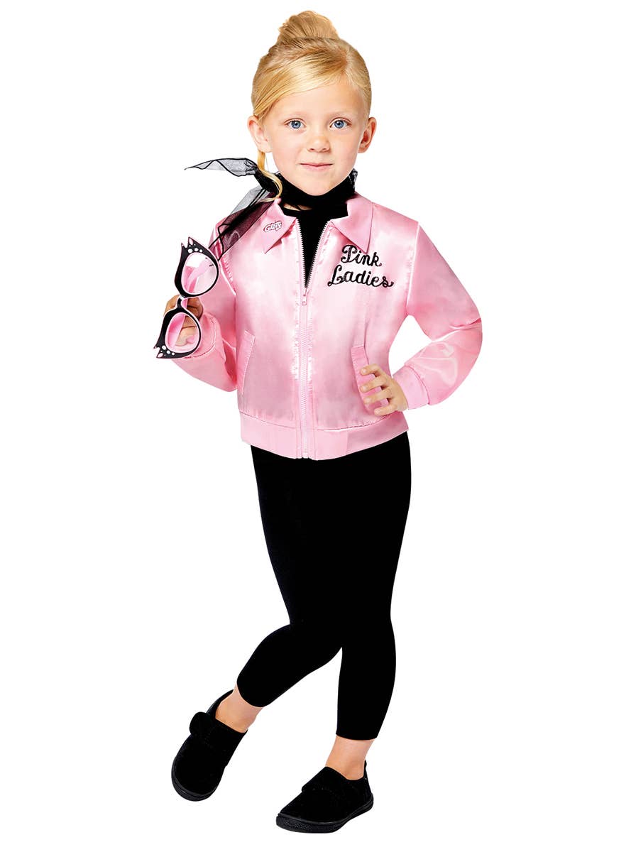 Girls Officially Licensed Pink Ladies Grease Costume Jacket - Front 3 Image