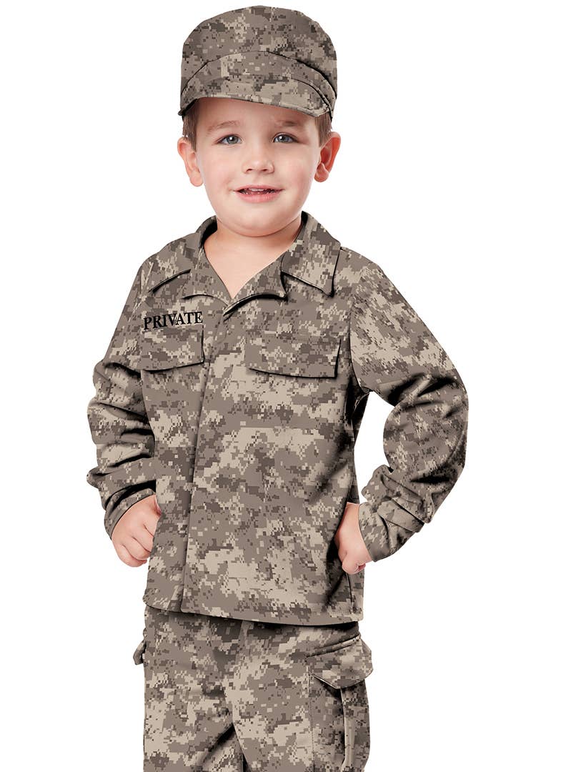 Toddler Military Soldier Fancy Dress Costume Close Up View