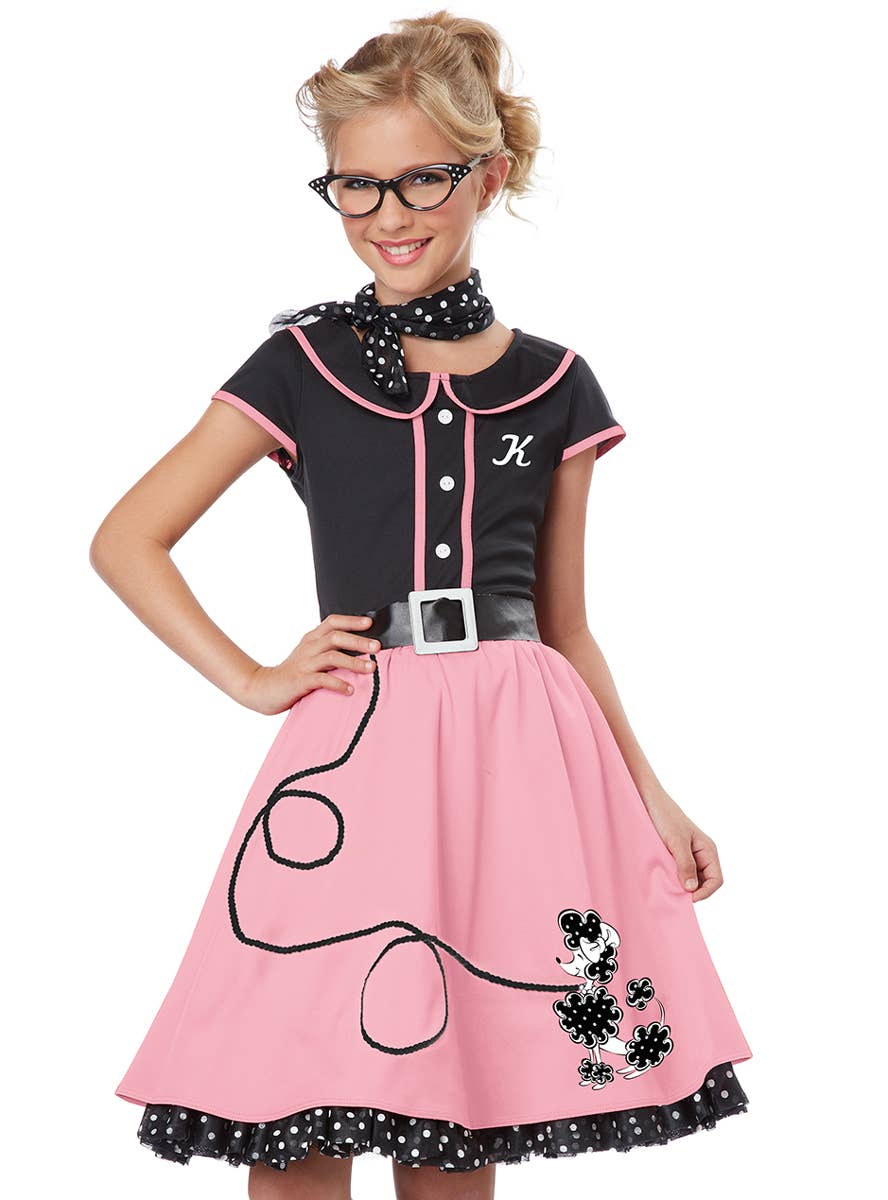50s Dress Up Sweetheart Girl's Retro Fancy Dress Costume - Close Up Image
