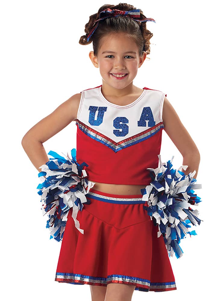 American Girl's Cheerleader Fancy Dress Costume Front View